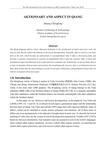 Aktionsart and aspect in Qiang