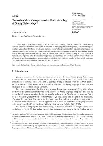 Towards a more comprehensive understanding of Qiang dialectology