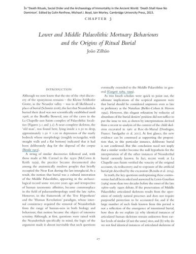 Lower and Middle Palaeolithic Mortuary Behaviours and the Origins of Ritual Burial