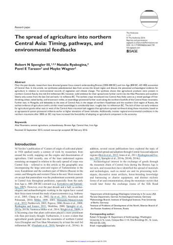 The spread of agriculture into northern Central Asia: Timing, pathways, and environmental feedbacks