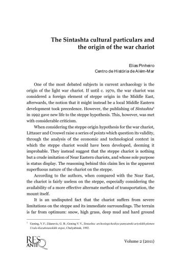 The Sintashta cultural particulars and the origin of the war chariot
