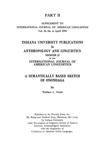 A Semantically Based Sketch of Onondaga