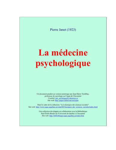 La médecine psychologique