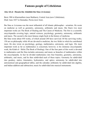 Famous people of Uzbekistan