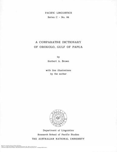 A Comparative Dictionary of Orokolo