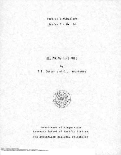 Beginning Hiri Motu