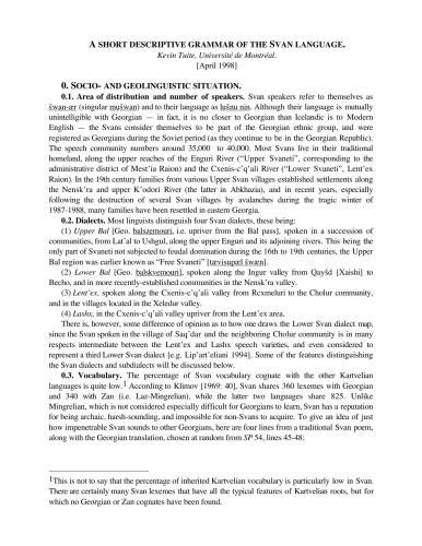 A short descriptive grammar of the Svan language