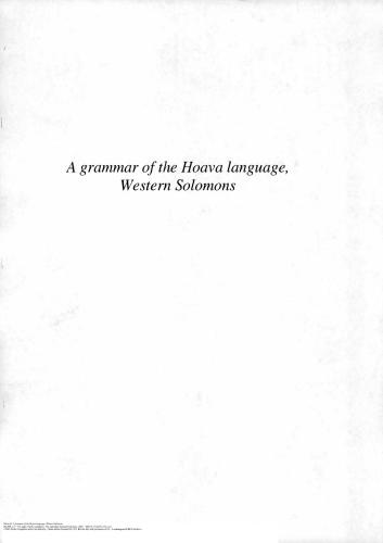 A Grammar of the Hoava Language