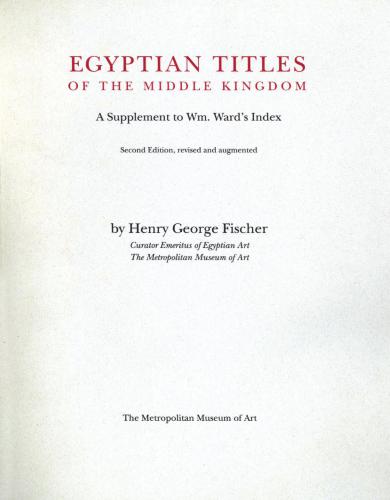 Egyptian Titles of the Middle Kingdom