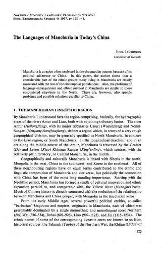 The languages of Manchuria in today's China