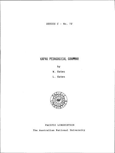 Kapau Pedagogical Grammar