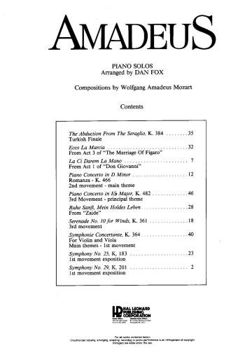 Compositions by Wolfgang Amadeus Mozart