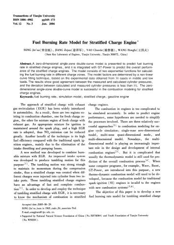 Fuel Burning Rate Model for Stratified Charge Engine