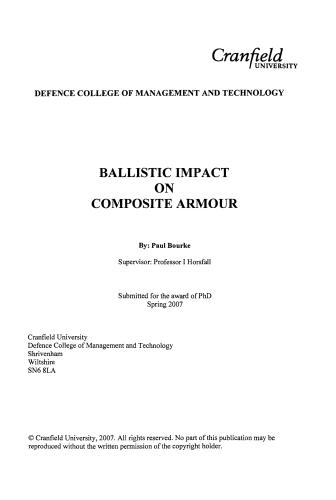 Ballistic impact on composite armour