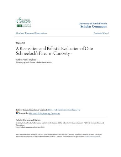 A Recreation and Ballistic Evaluation of Otto Schneeloch's Firearm Curiosity