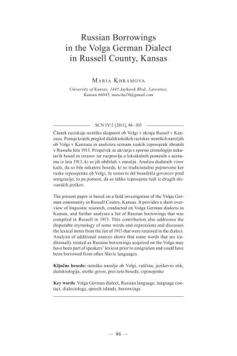 Russian Borrowings in the Volga German Dialects in Russell County, Kansas