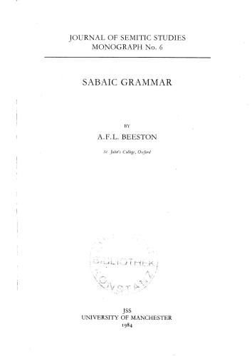 Sabaic Grammar