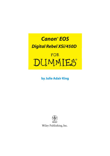Canon EOS Digital Rebel XSi/450D For Dummies