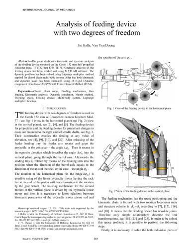 Analysis of feeding device with two degrees of freedom