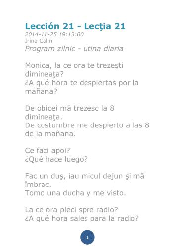 Radio Romania International. Rumano de supervivencia. Audio-Lección 21