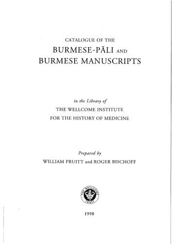 Catalogue of the Burmese-Pali and Burmese Manuscripts