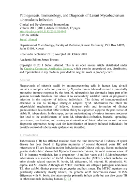 Pathogenesis, Immunology, and Diagnosis of Latent Mycobacterium tuberculosis Infection