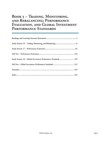 CFA. Level 3 Book 5: Trading, Monitoring and Rebalancing; Performance, Evaluation, and Global Investment Performance Standards 2015