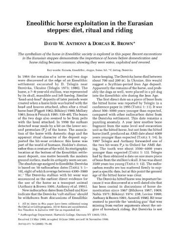 Eneolithic horse exploitation in the Eurasian steppes: diet, ritual and riding