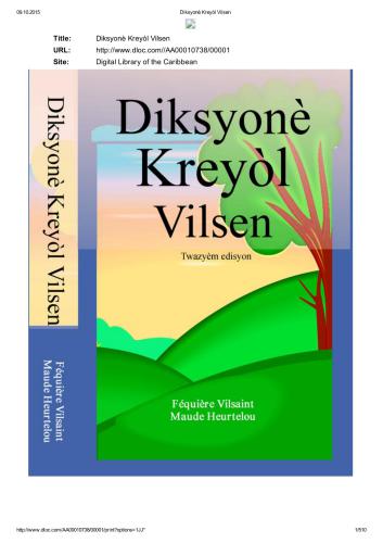 Diksyonè Kreyòl Vilsen, Twazyèm edisyon