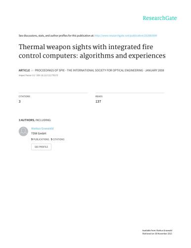 Thermal weapon sights with integrated fire control computers: algorithms and experiences