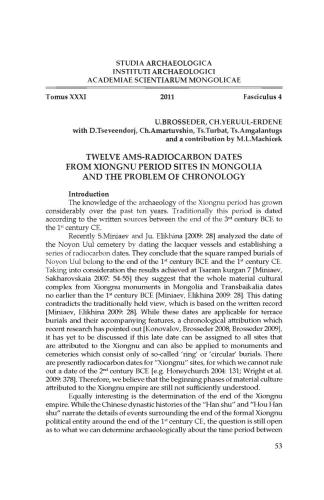 Twelve AMS-radiocarbon dates from Xiongnu period sites in Mongolia and the problem of chronology