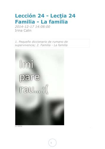 Radio Romania International. Rumano de supervivencia. Audio-Lección 24