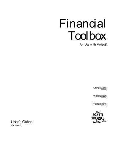 MathWorks Inc. Financial Toolbox for use with MATLAB