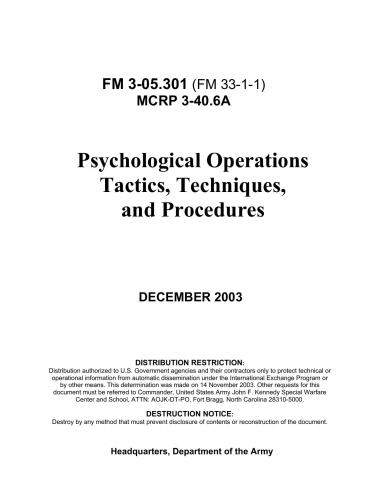 Psychological Operations Tactics, Techniques, and Procedures U.S. Field Manual 3-05.301