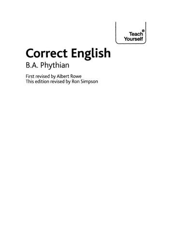 Teach Yourself. Correct English (Правильный английский. Пособие по самообразованию)