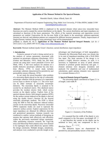 Application of The Moment Method in The Spectral Domain