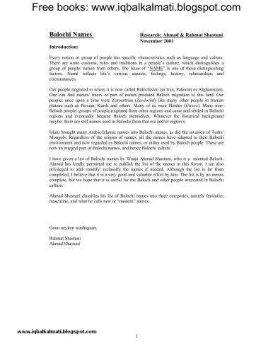 Balochi names