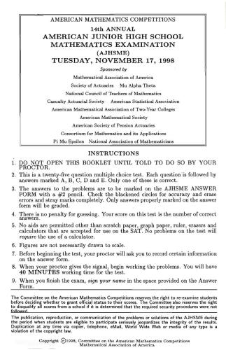 American Mathematics Contest 8 (AMC 8) 1998