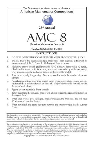 American Mathematics Contest 8 (AMC 8) 2007