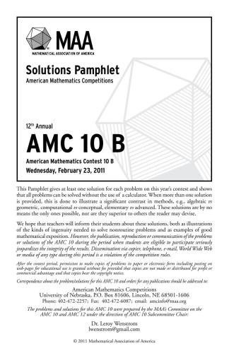 American Mathematics Contest 10B (AMC 10) 2011