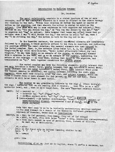 Jacobsen (Thorkild). Introduction to Sumerian Grammar