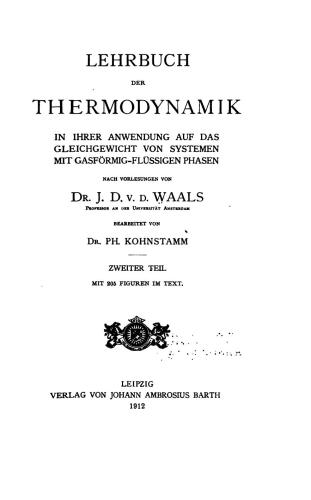 Lehrbuch der Thermodynamik. Zweiter Teil
