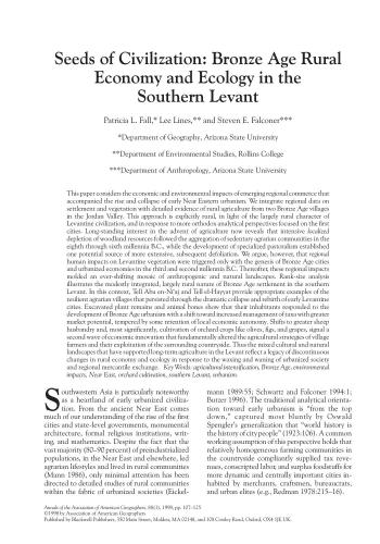 Seeds of Civilization: Bronze Age Rural Economy and Ecology in the Southern Levant