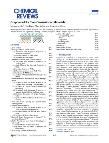 Graphene-Like Two-Dimensional Materials