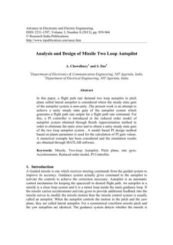 Analysis and design of missile two loop autopilot
