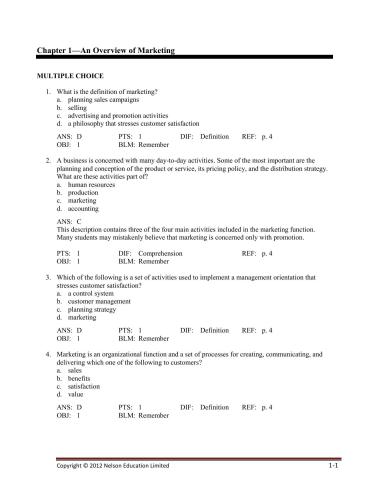 Marketing. Test Bank