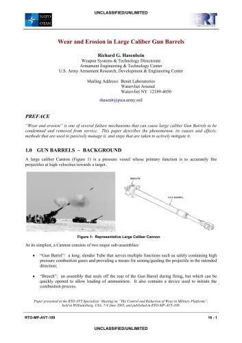 Wear and erosion in large caliber gun barrels