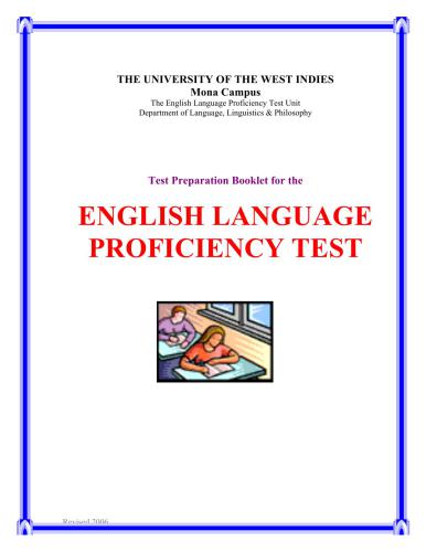 The English Language Proficiency Test - Sample Booklet with Keys - Revised