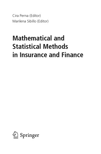 Mathematical and Statistical Methods in Insurance and Finance