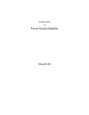 Lecture Notes on Power System Stability